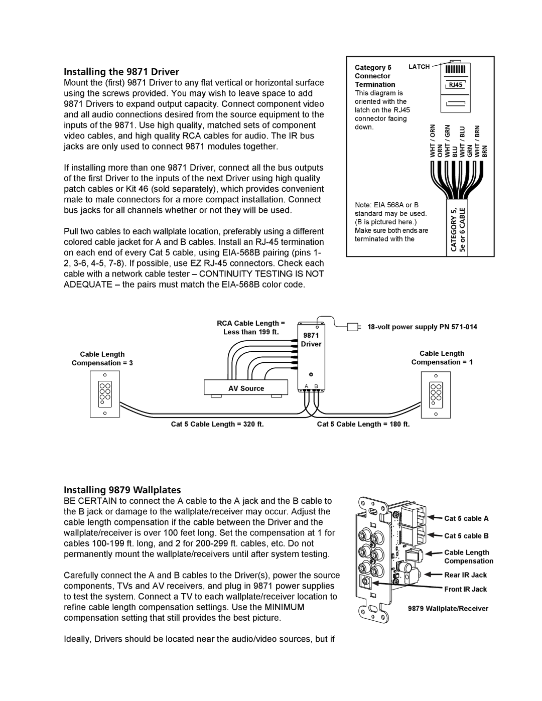 Audio Authority 9870D user manual Installing the 9871 Driver, Installing 9879 Wallplates 