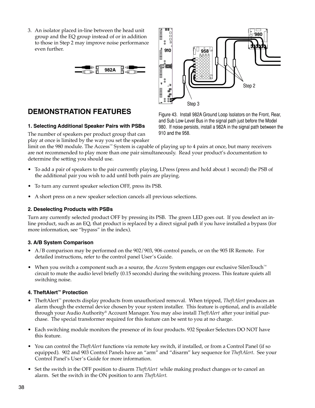 Audio Authority Car Audio System Selecting Additional Speaker Pairs with PSBs, Deselecting Products with PSBs 