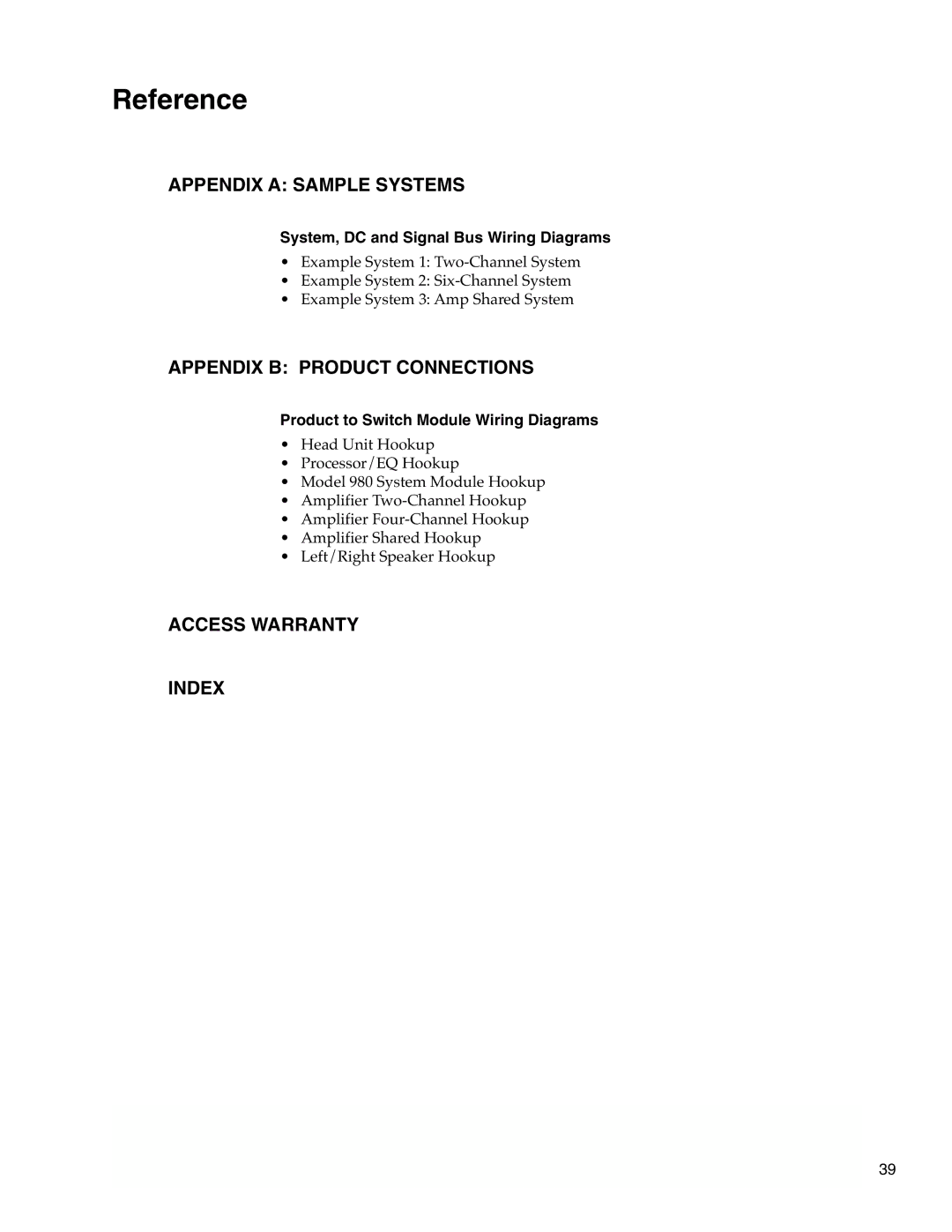 Audio Authority Car Audio System System, DC and Signal Bus Wiring Diagrams, Product to Switch Module Wiring Diagrams 