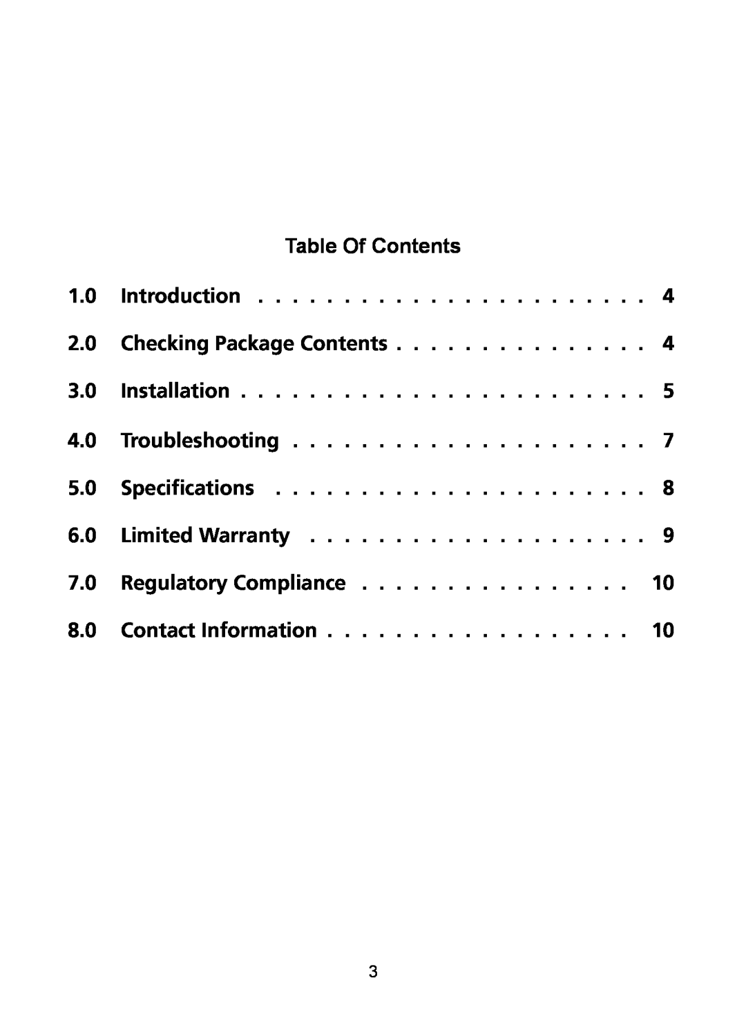 Audio Authority EDP-11 Table Of Contents 1.0 Introduction 2.0 Checking Package Contents, Installation 4.0 Troubleshooting 