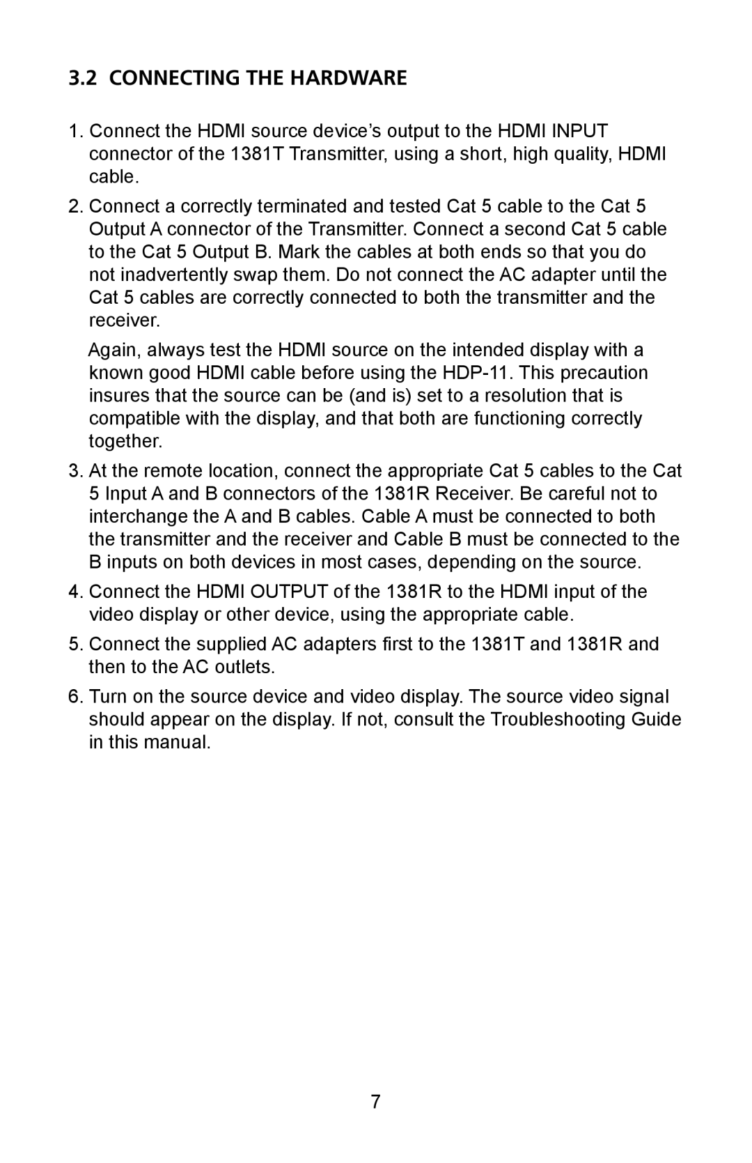 Audio Authority HDP-11 user manual Connecting the Hardware 