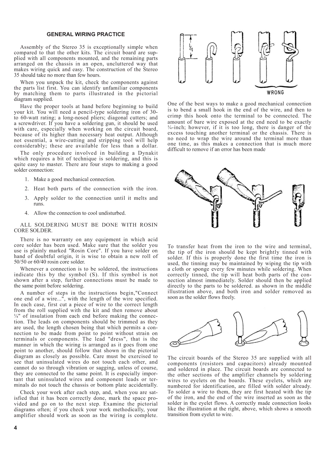 Audio Dynamics 14635013 manual General Wiring Practice, ALL Soldering Must be Done with Rosin Core Solder 