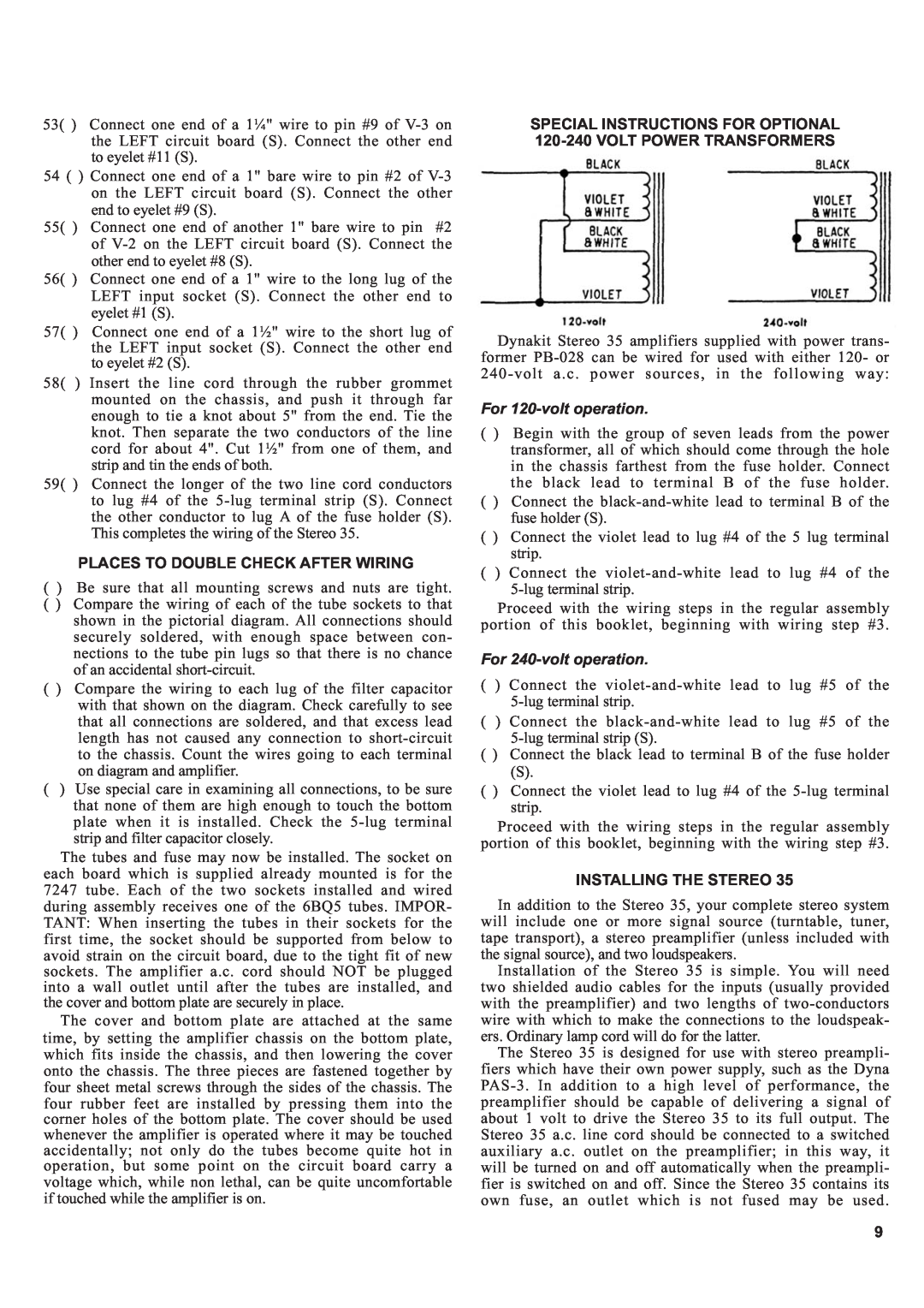 Audio Dynamics 14635013 manual Places To Double Check After Wiring, Installing The Stereo, For 120-volt operation 