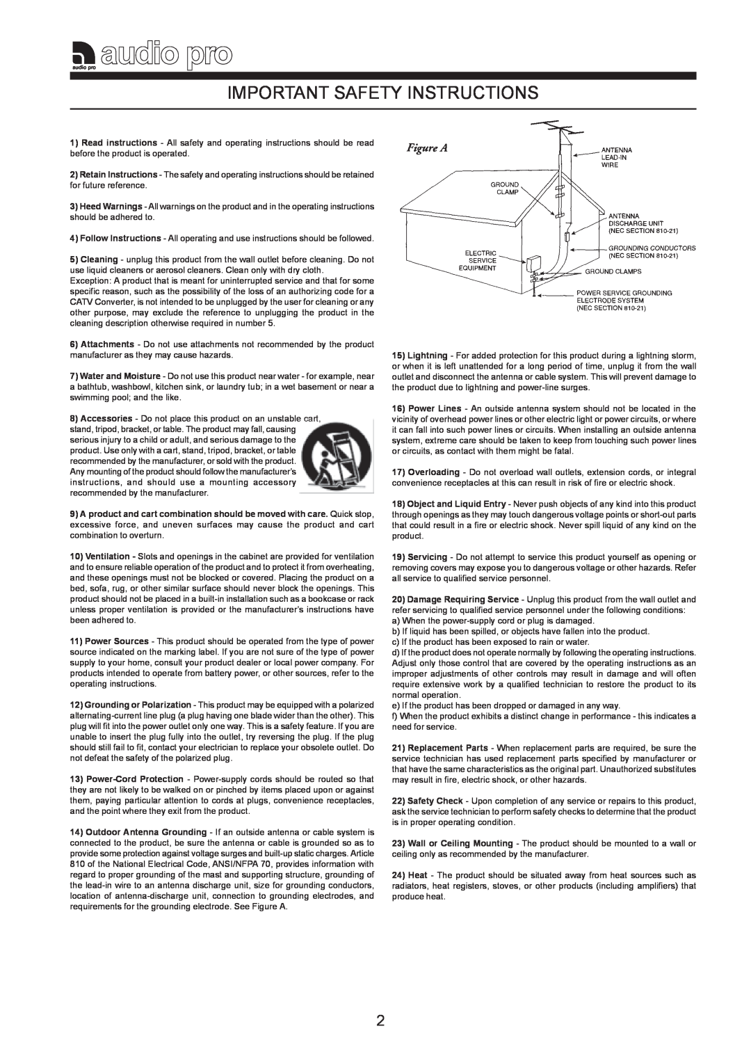 Audio Pro 115V 0502 instruction manual Important Safety Instructions 