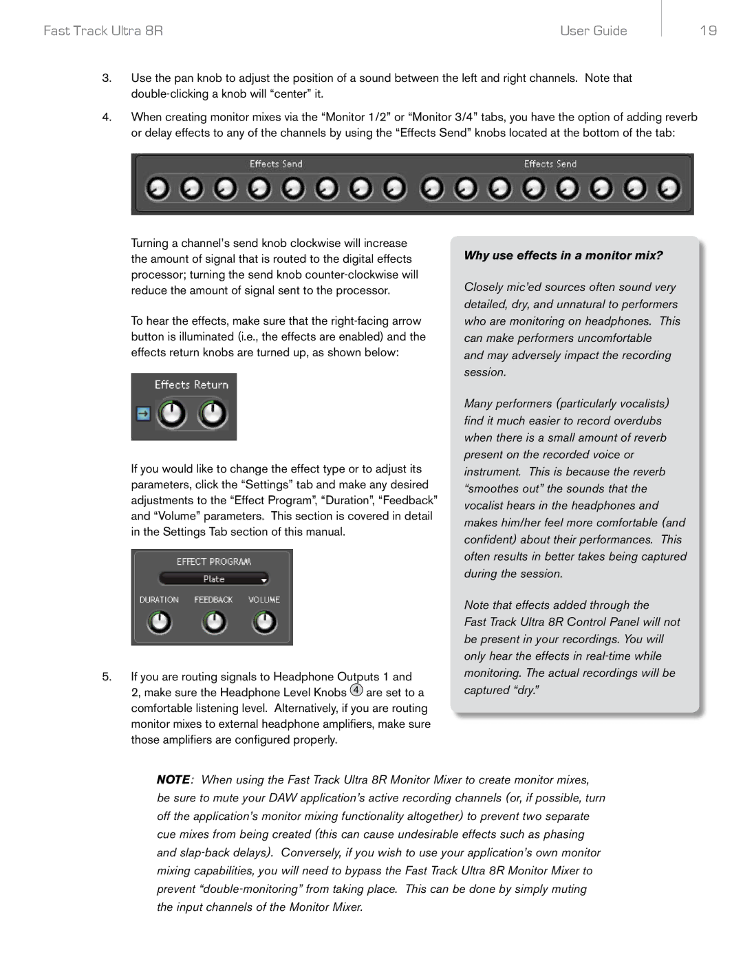 Audio Pro 8R manual Why use effects in a monitor mix? 