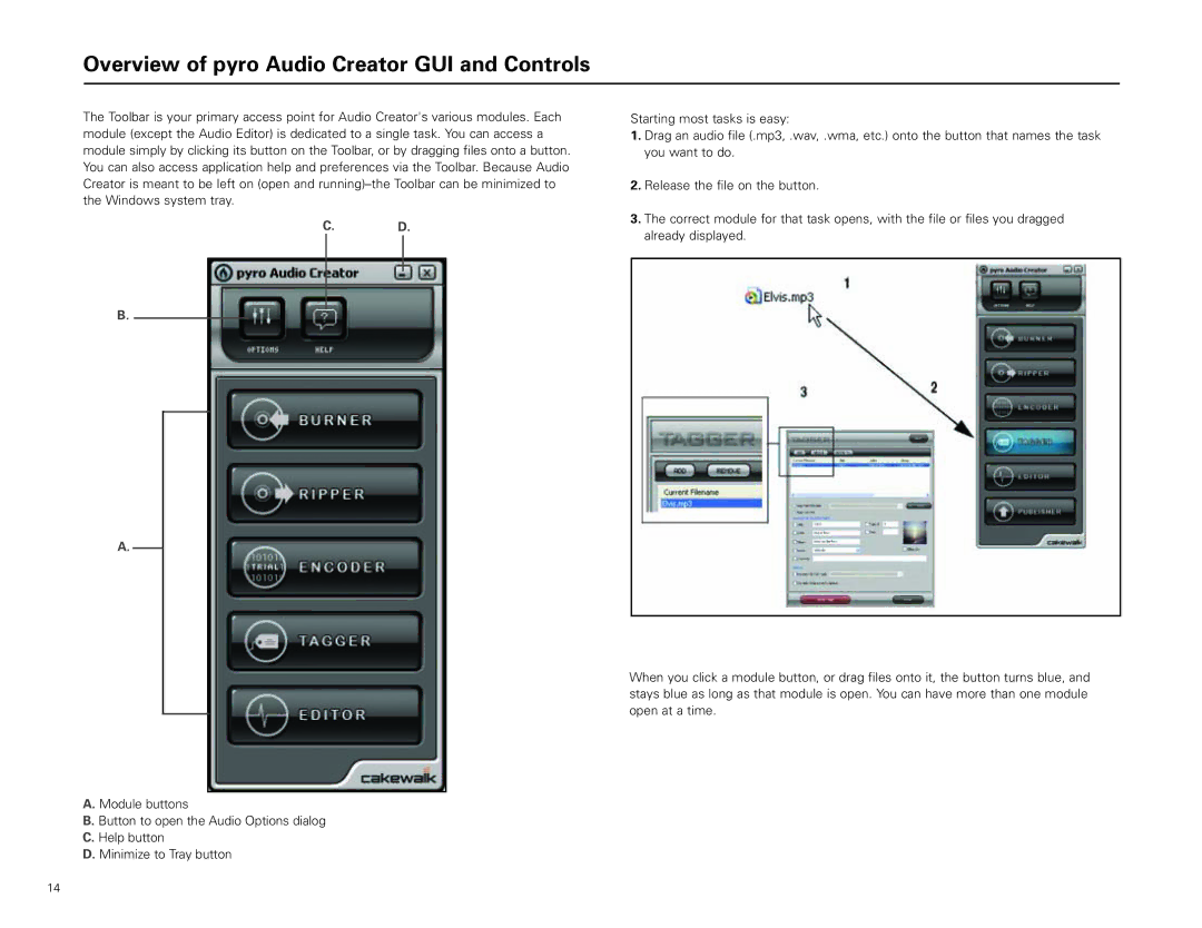 Audio-Technica AT-LP2D-USB manual Overview of pyro Audio Creator GUI and Controls 