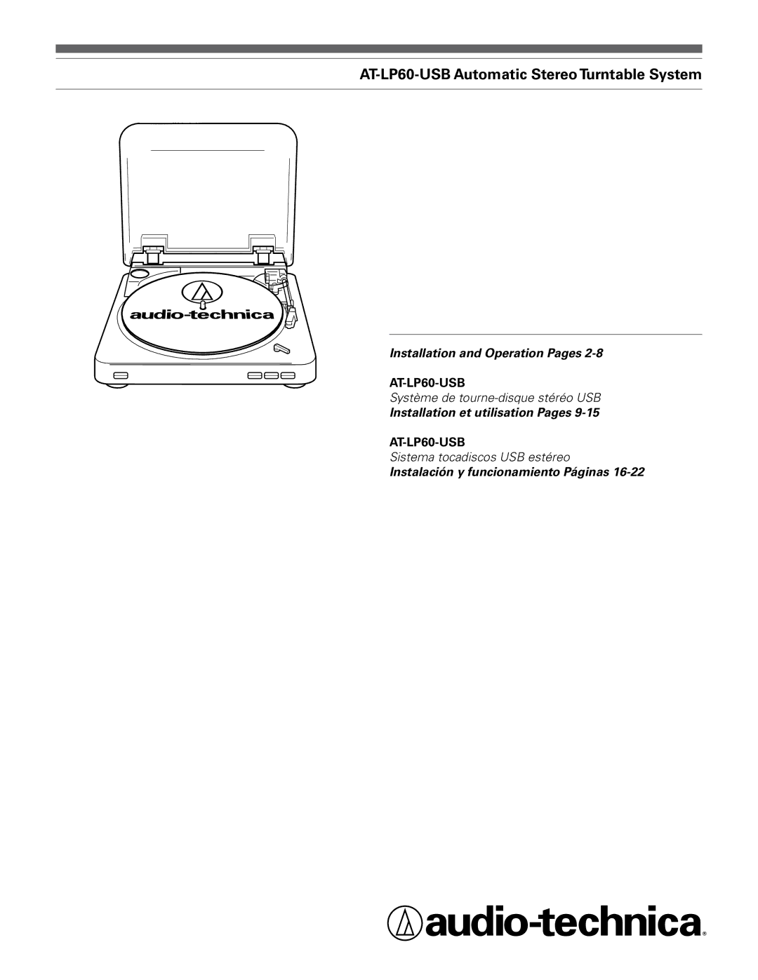 Audio-Technica manual AT-LP60-USB Automatic Stereo Turntable System 