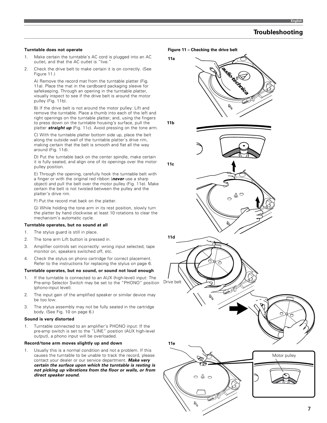 Audio-Technica AT-LP60-USB manual Troubleshooting 