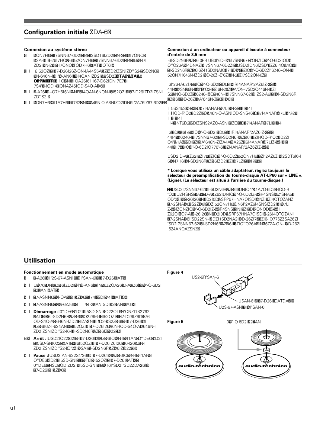 Audio-Technica AT-LP60 manual Configuration initiale suite, Utilisation, Connexion au système stéréo 