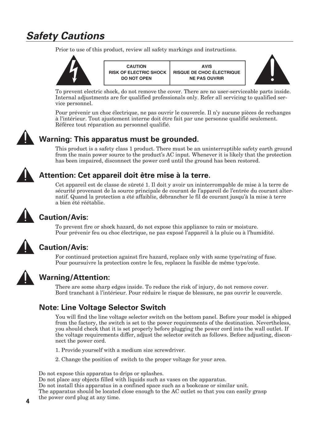 Audio-Technica AT-MX351 manual Safety Cautions 