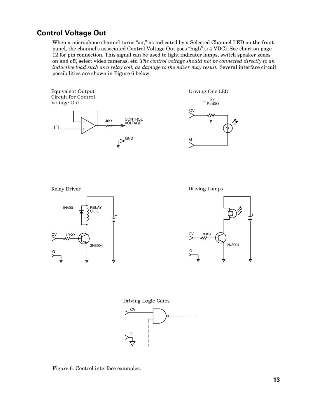 Audio-Technica AT-MX351 manual Control Voltage Out, Driving One LED 