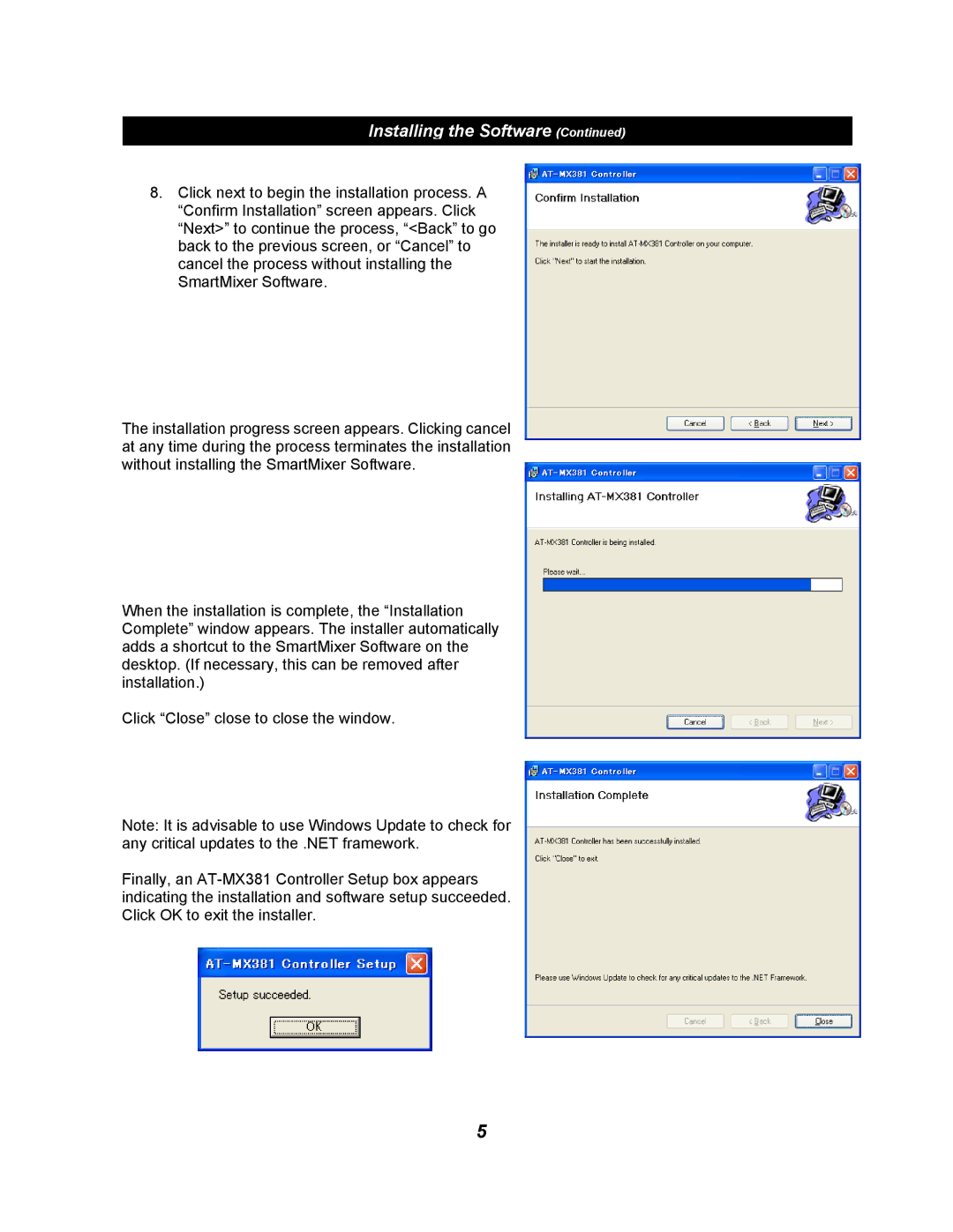 Audio-Technica AT-MX381 software manual Installing the Software 