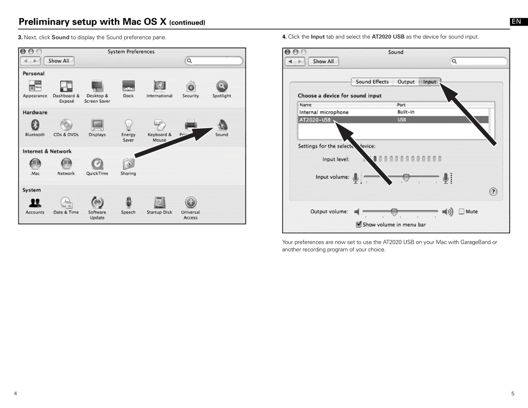 Audio-Technica at2020 usb manual Preliminary setup with Mac OS 