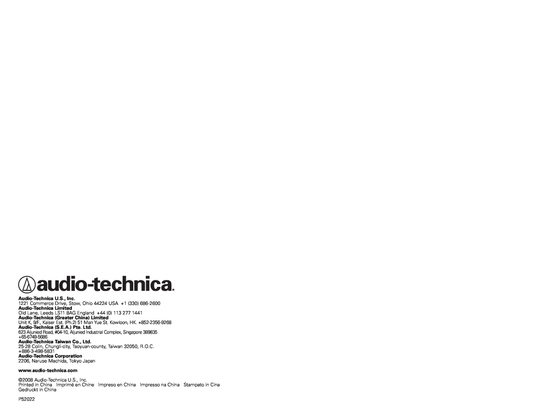 Audio-Technica at2020 usb manual Audio-TechnicaU.S., Inc 