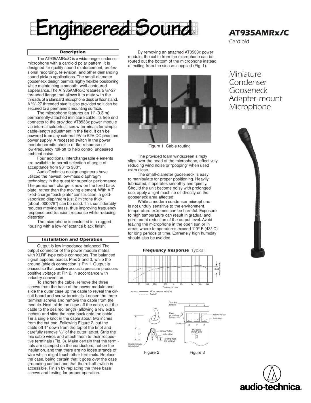 Audio-Technica AT935AMRX/C manual Description, Frequency Response Typical 