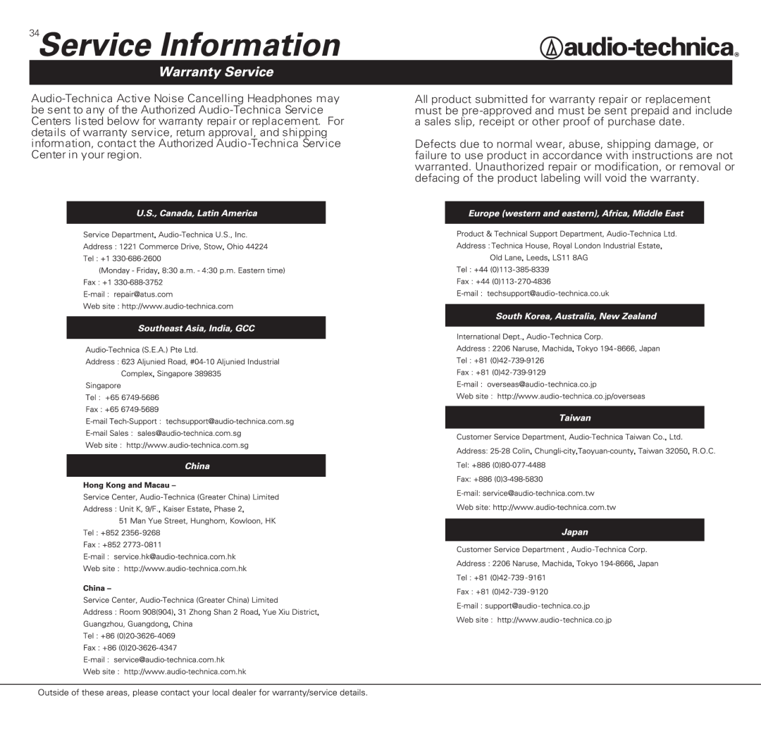 Audio-Technica ATH-ANC3 manual 