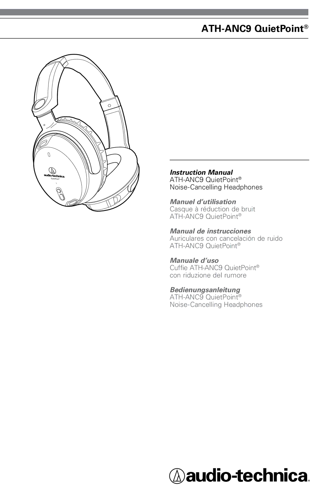 Audio-Technica instruction manual ATH-ANC9 QuietPoint, Bedienungsanleitung 