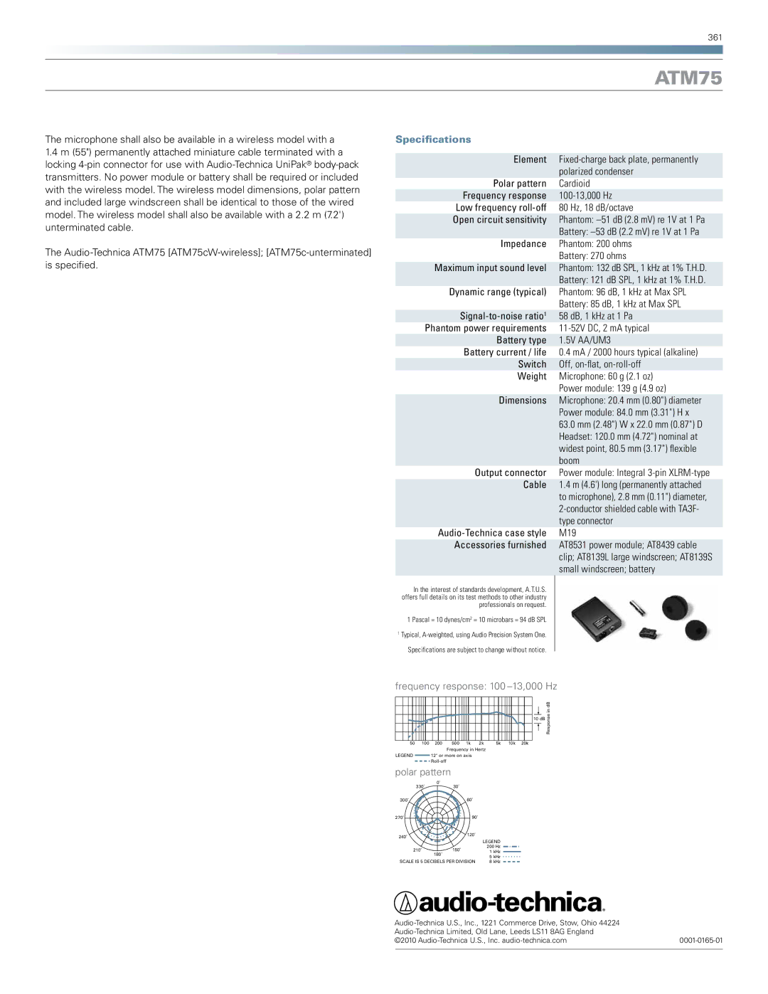 Audio-Technica ATM75 dimensions Specifications 