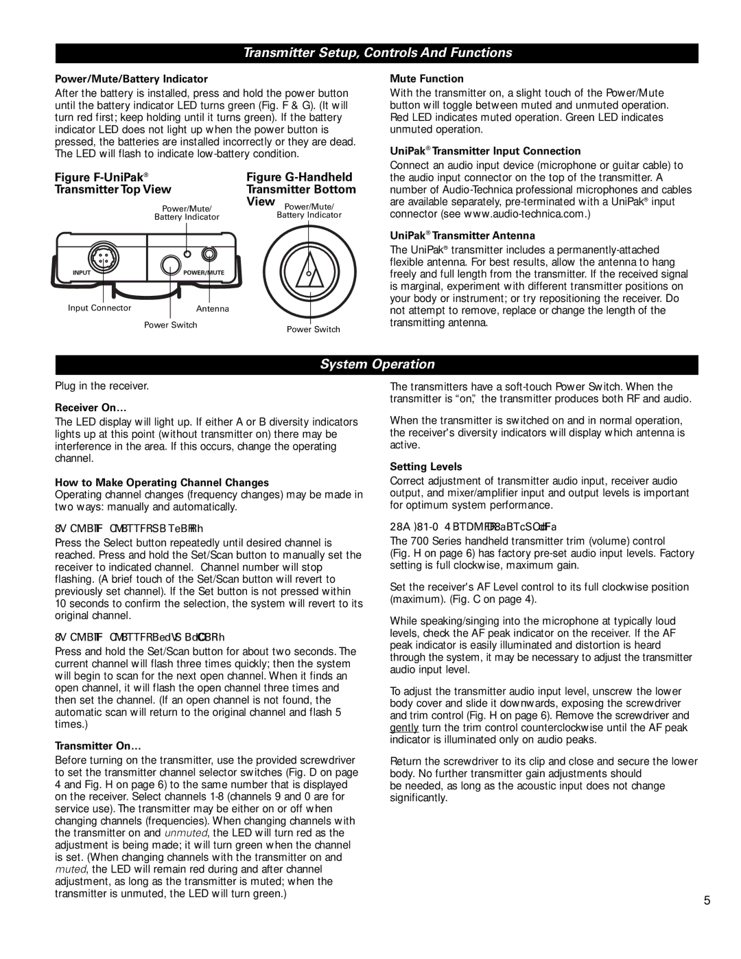 Audio-Technica ATW-701/L, ATW-702, ATW-701/G, ATW-701/H92 manual System Operation 