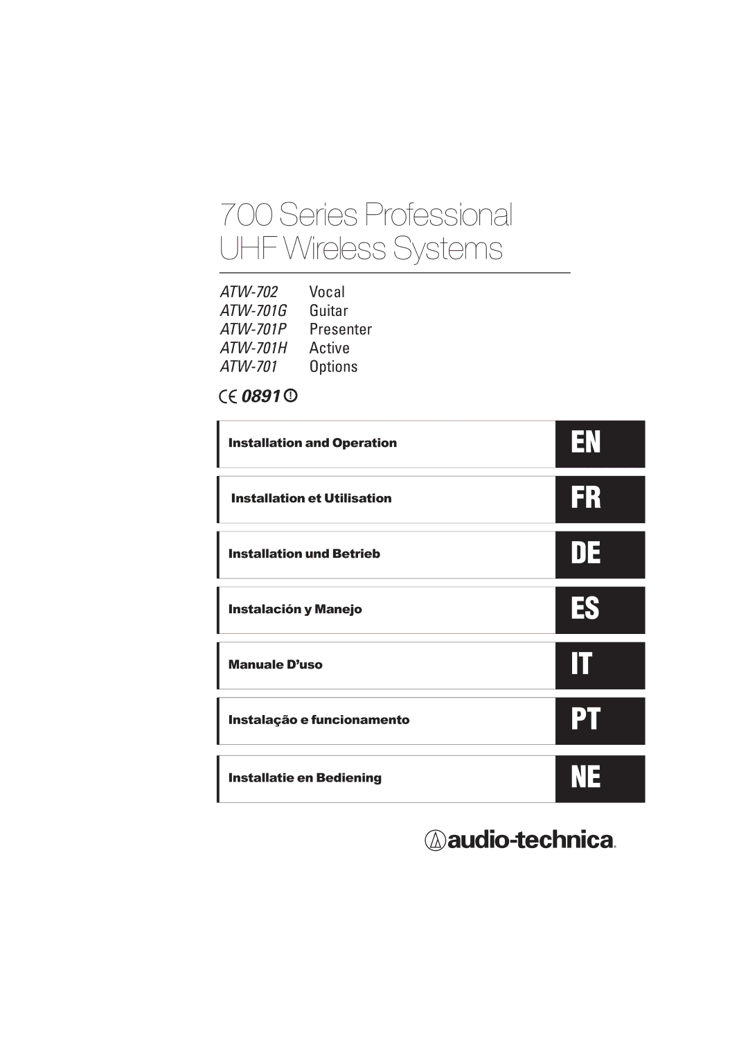 Audio-Technica ATW-701P, ATW-702, ATW-701H, ATW-701G manual Series Professional UHF Wireless Systems 