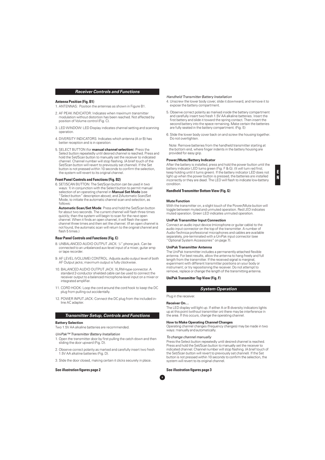 Audio-Technica ATW-702 manual Receiver Controls and Functions, Transmitter Setup, Controls and Functions, System Operation 