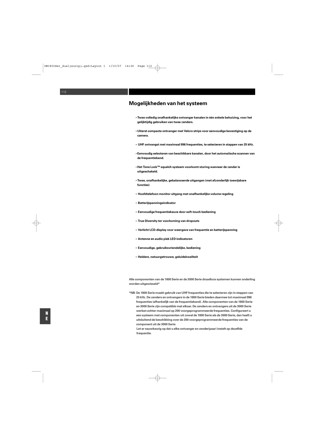 Audio-Technica ATW-T1820 manual Mogelijkheden van het systeem 