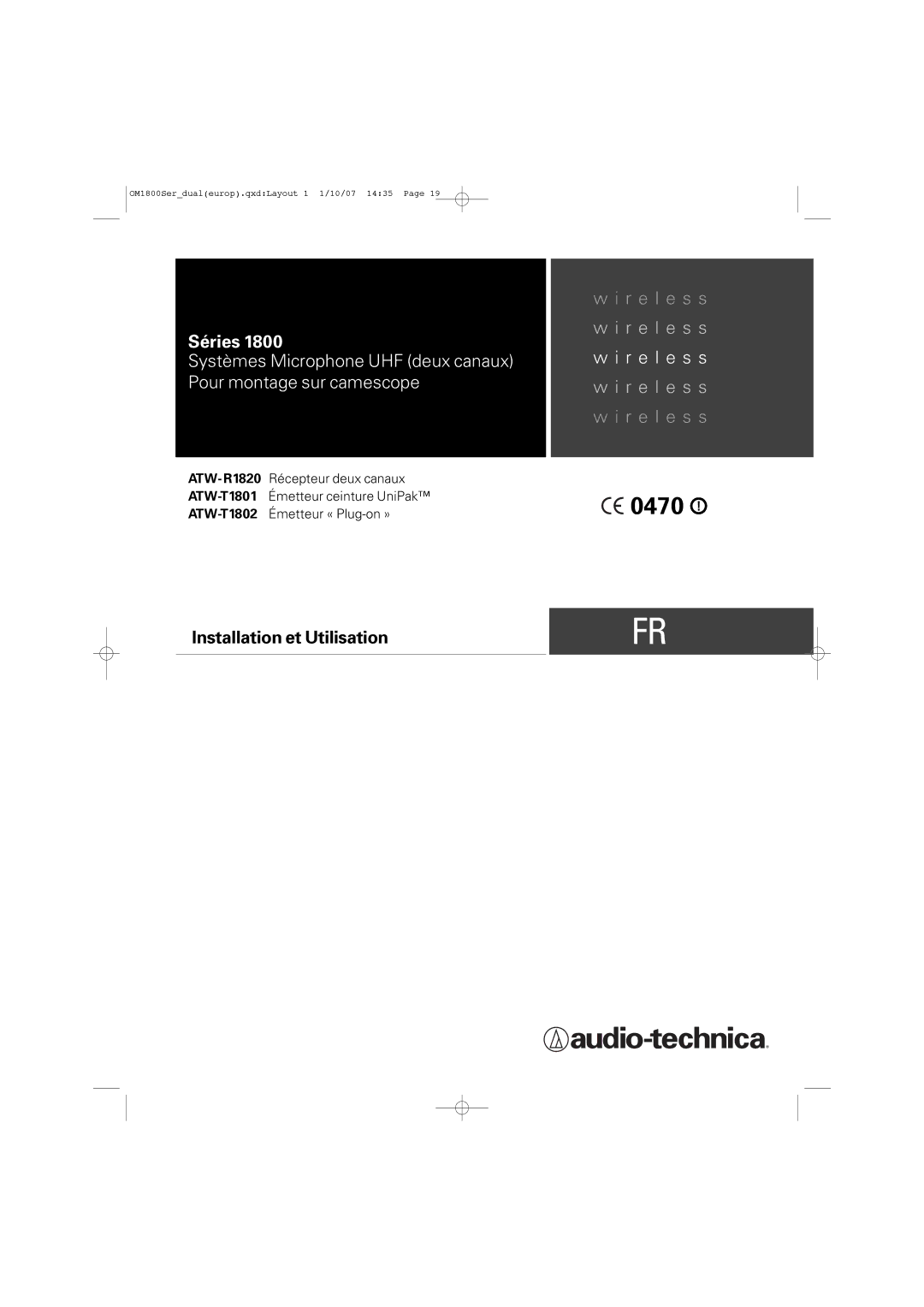 Audio-Technica ATW-T1820 manual Séries 