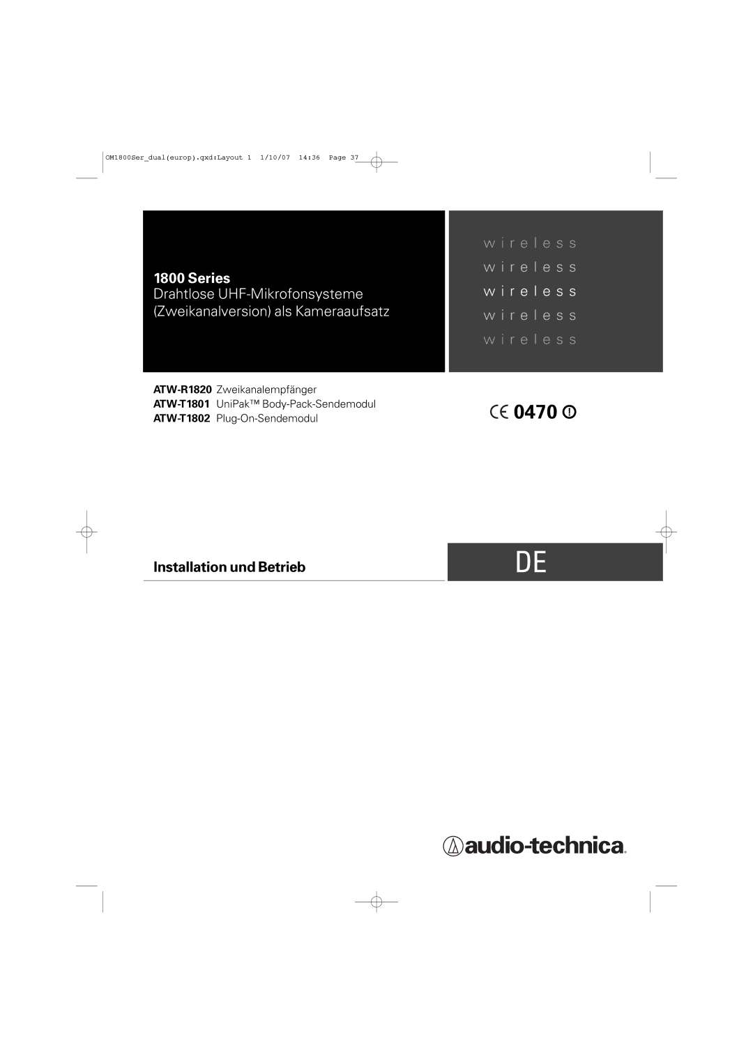 Audio-Technica ATW-T1820 manual 0470 