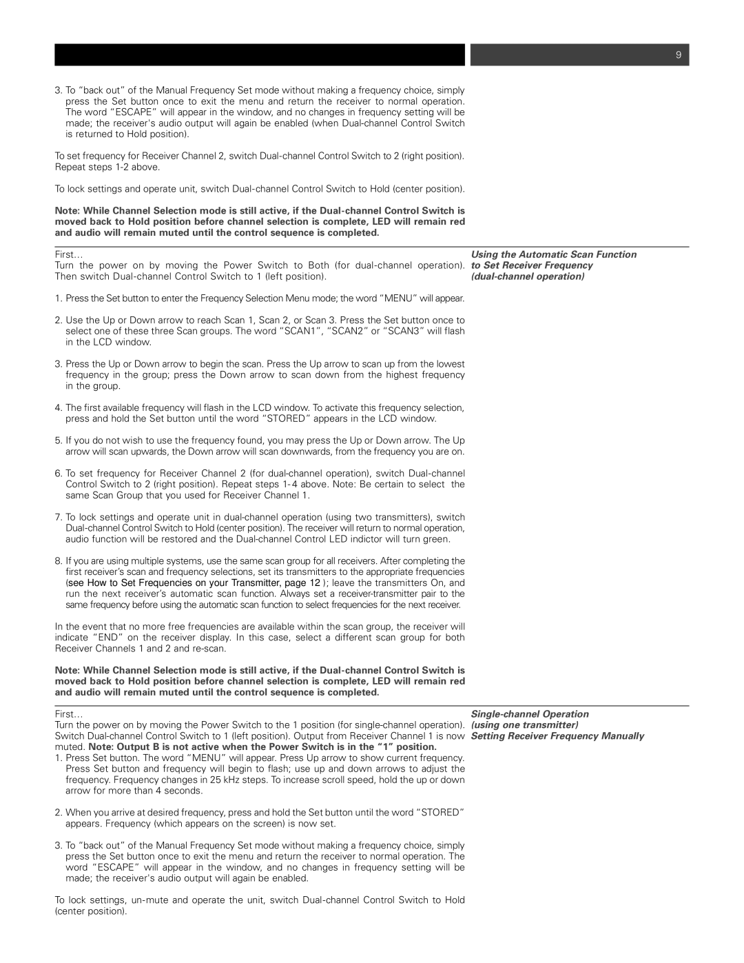 Audio-Technica p51857_1800 manual Single-channel Operation 