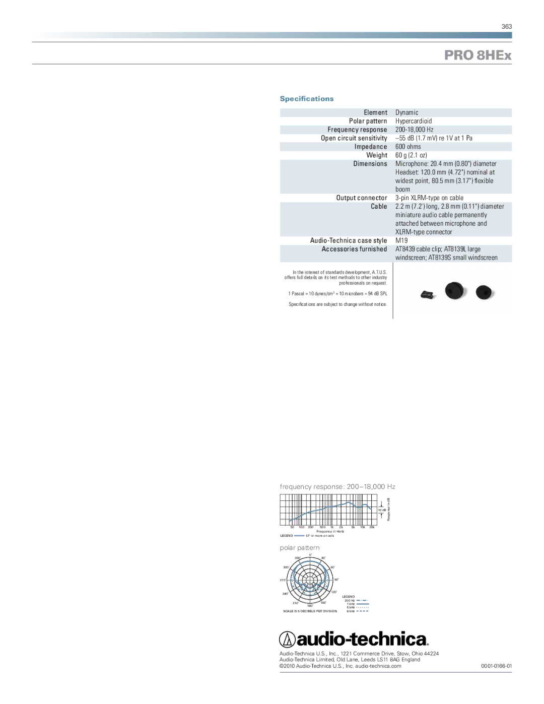 Audio-Technica PRO 8HEx dimensions Specifications 