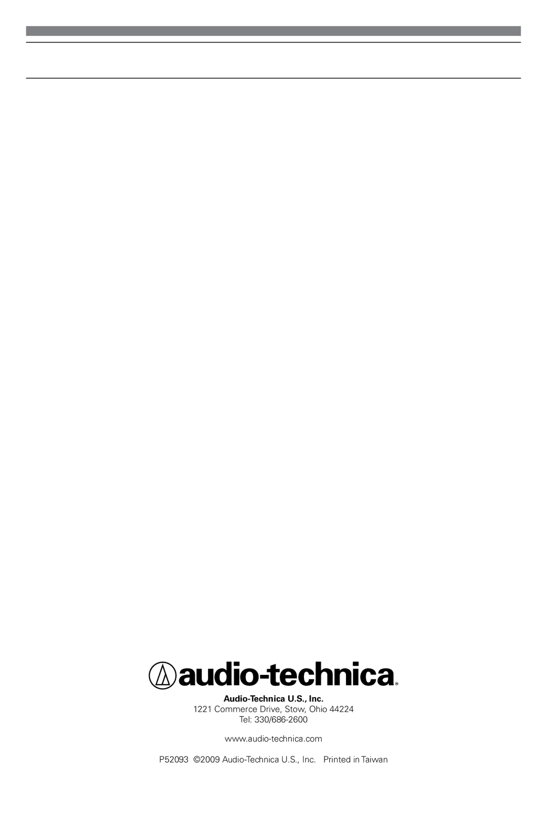 Audio-Technica PRO88W owner manual Audio-Technica U.S., Inc 