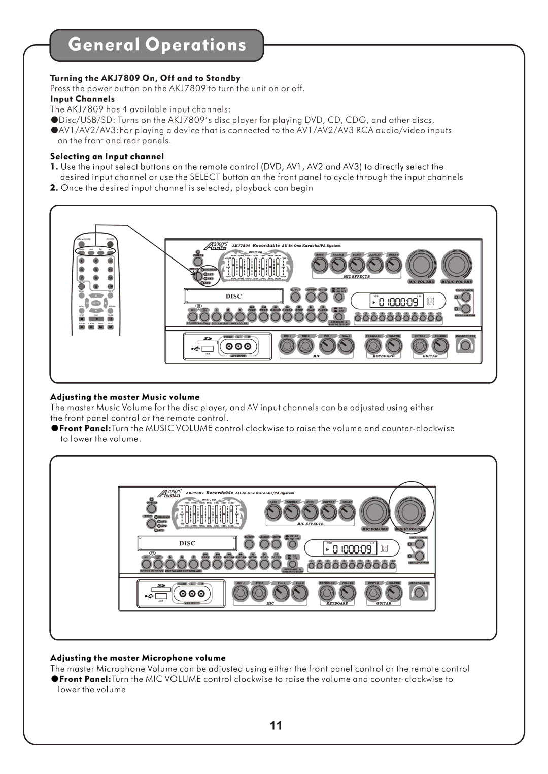 Audio2000's AKJ7809 manual General Operations 