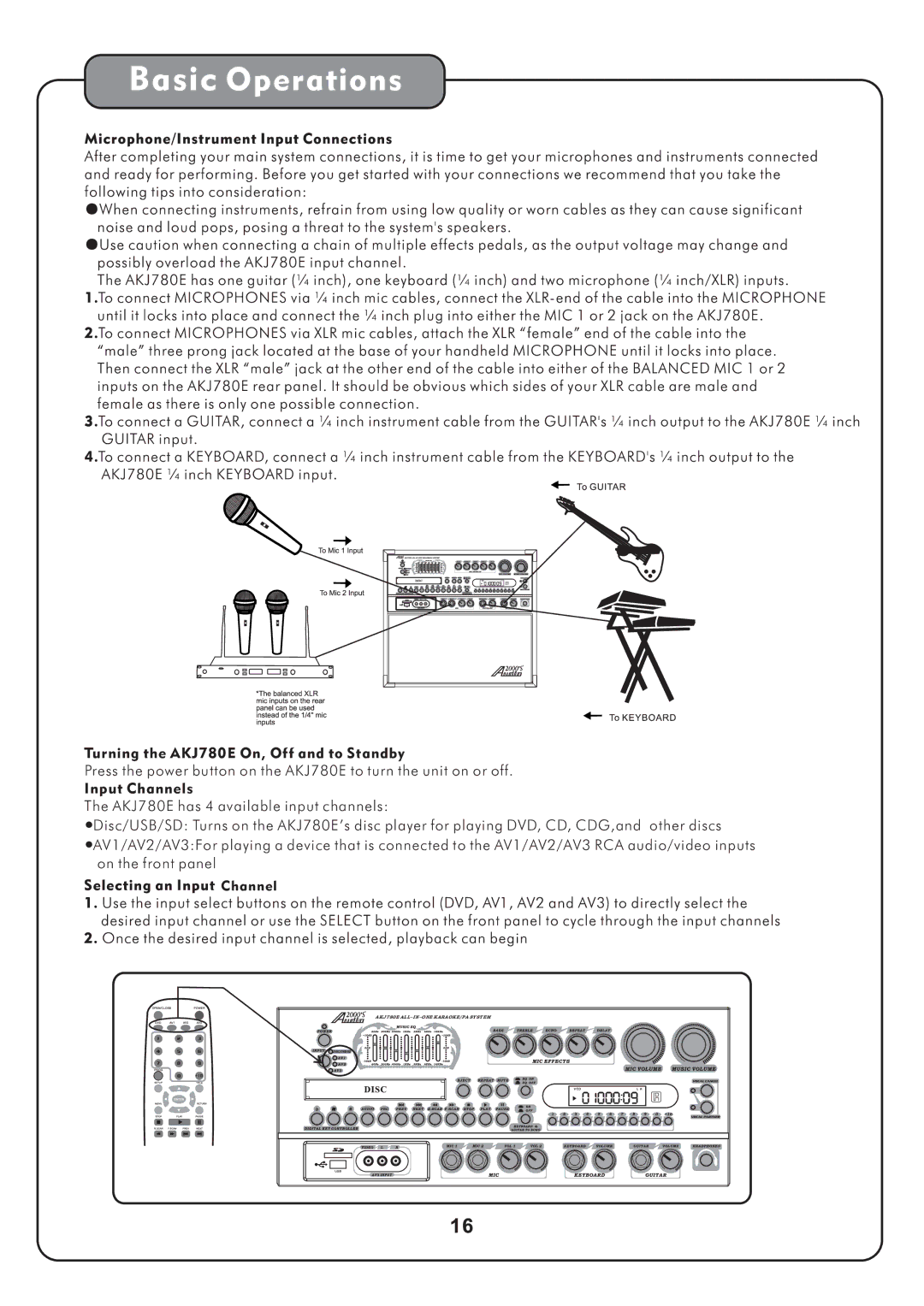 Audio2000's AKJ780E manual Basic Operations 