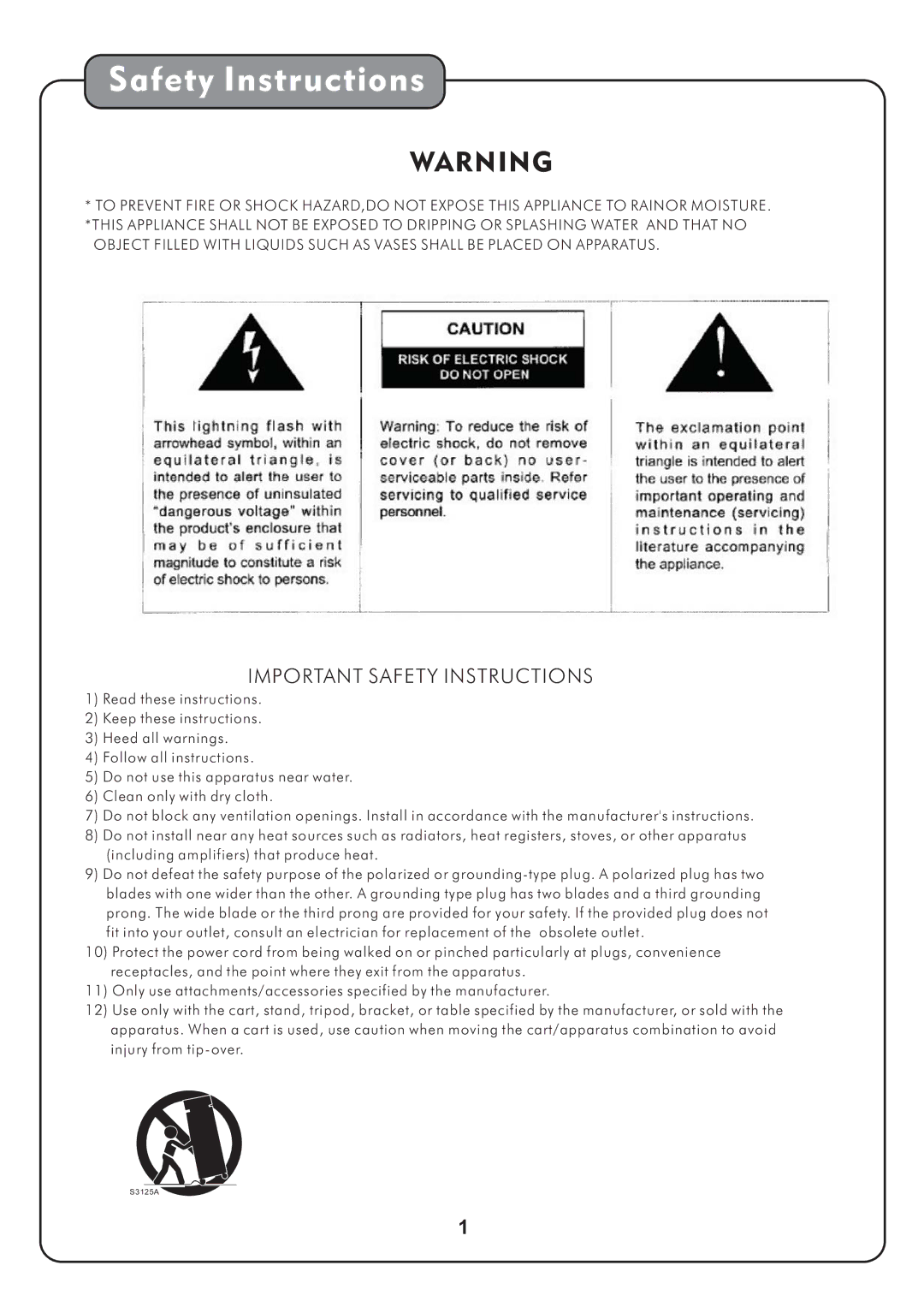 Audio2000's AKJ780E manual Safety Instructions 