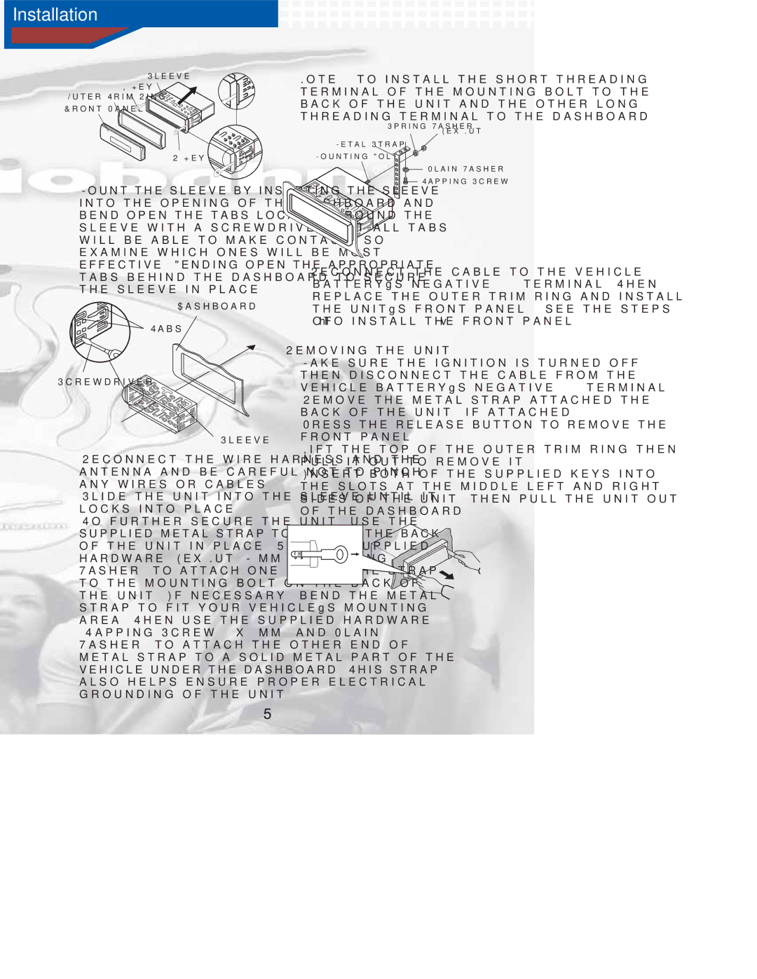 AudioBahn A1100N operating instructions 2EMOVING the Unit,  0RESSETHEHRELEASE Button to Removeothe FRONTOPANEL, 3LEEVE 