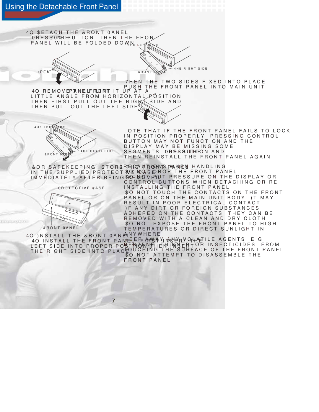 AudioBahn A1100N Using the Detachable Front Panel, 4OO$ETACH the &RONTN0ANEL, 4OONSTALLSTHEA&RONTN0ANEL 