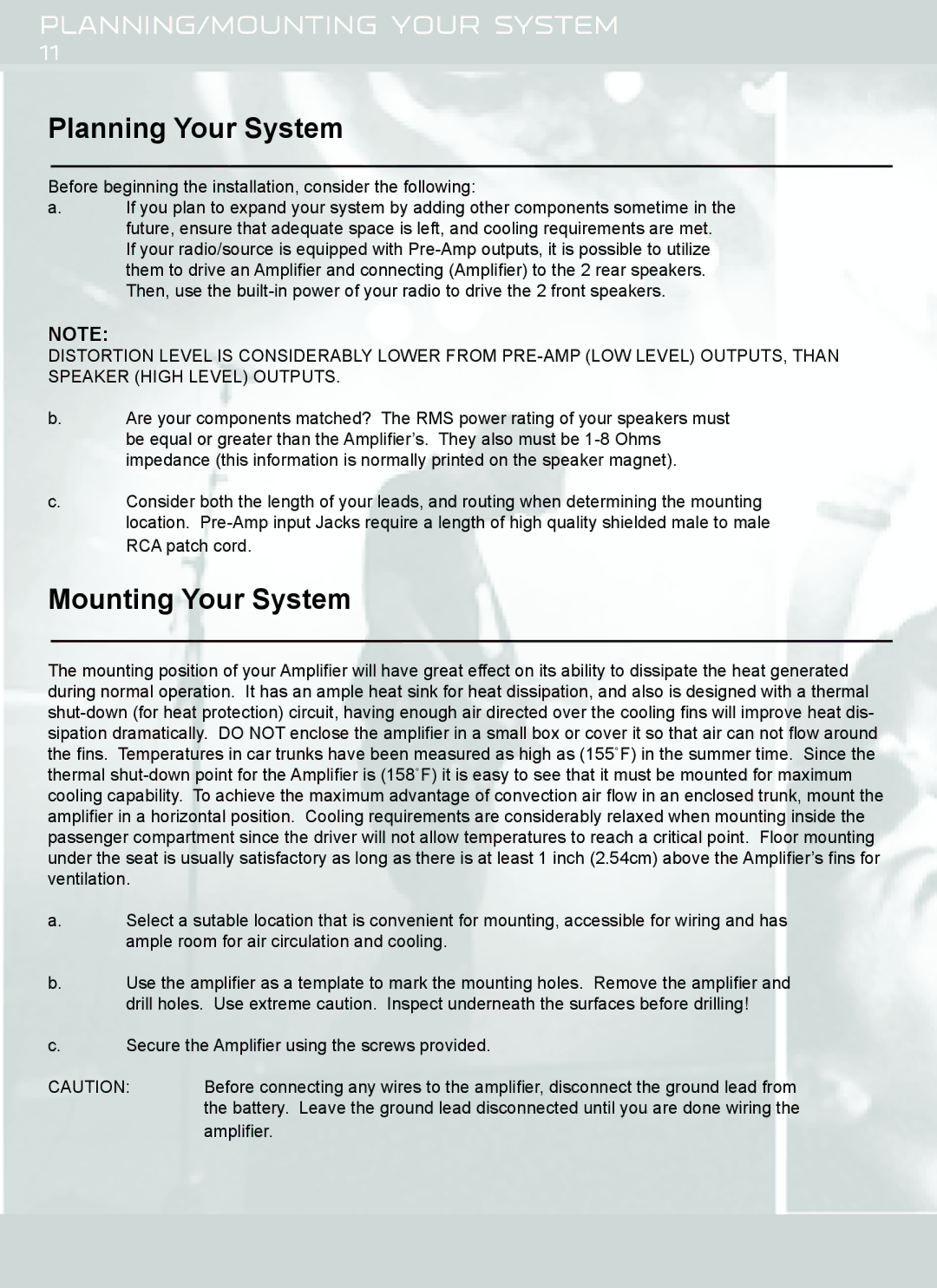 AudioBahn A18001DJ, A12001DJ owner manual Planning Your System, PLANNING/MOUNTING Your System 