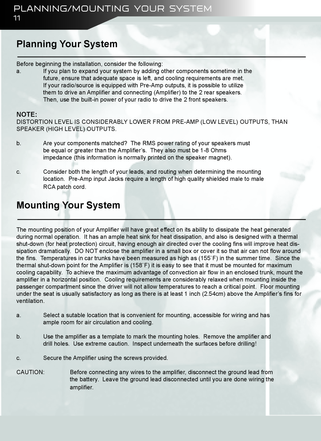 AudioBahn A18001DJ, A12001DJ owner manual Planning/Mounting Your System, Planning Your System 