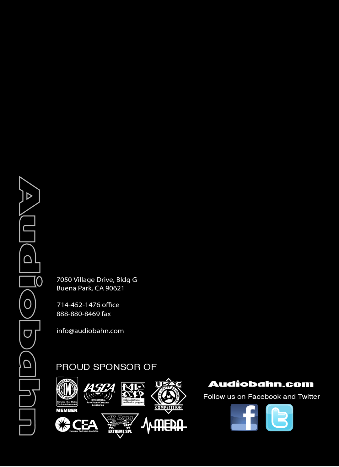 AudioBahn A18001DJ, A12001DJ owner manual Proud Sponsor Of, Village Drive, Bldg G Buena Park, CA, info@audiobahn.com 