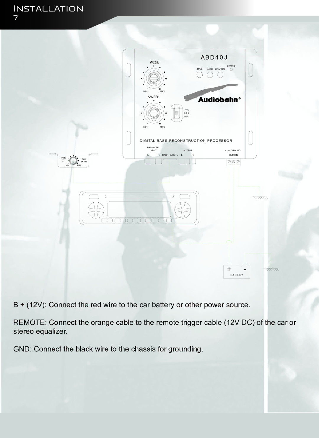 AudioBahn ABD40J owner manual Installation, AB D4 0 J 