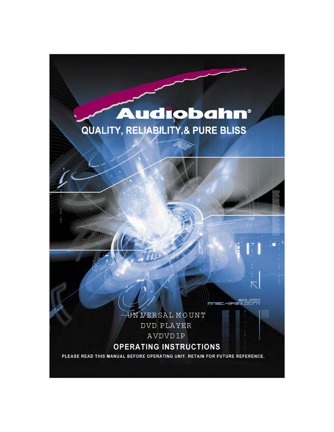 AudioBahn manual Universal M O UNT DVD Player AVDVD1P 