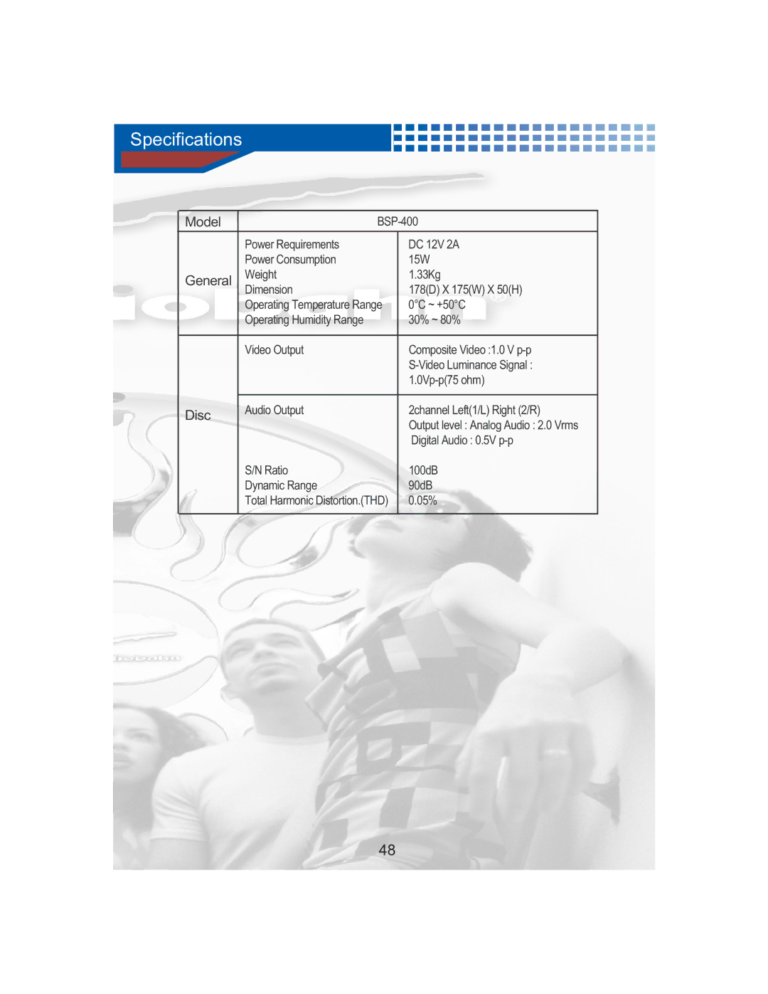 AudioBahn AVDVD1P manual Specifications, General 