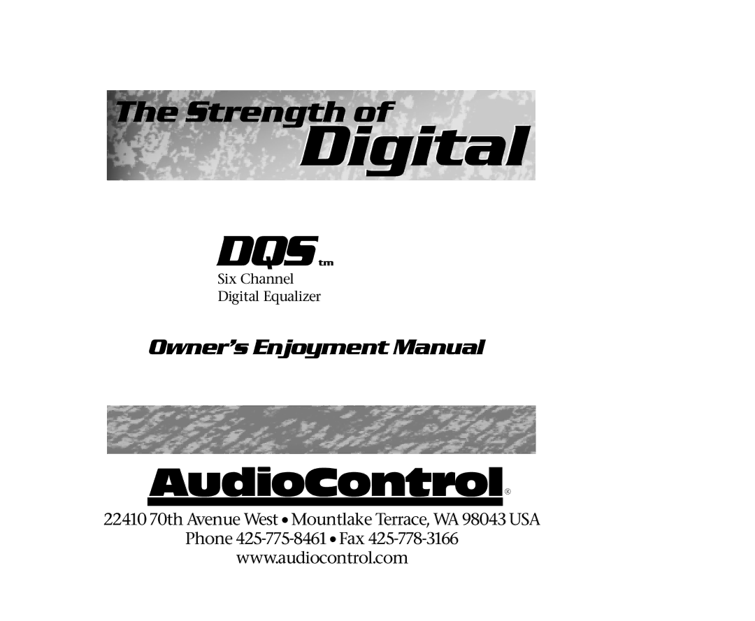 AudioControl DQS manual Digital 