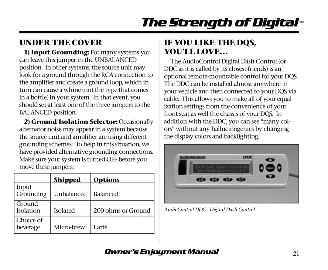 AudioControl manual Under the Cover, If YOU Like the DQS YOU’LL LOVE… 