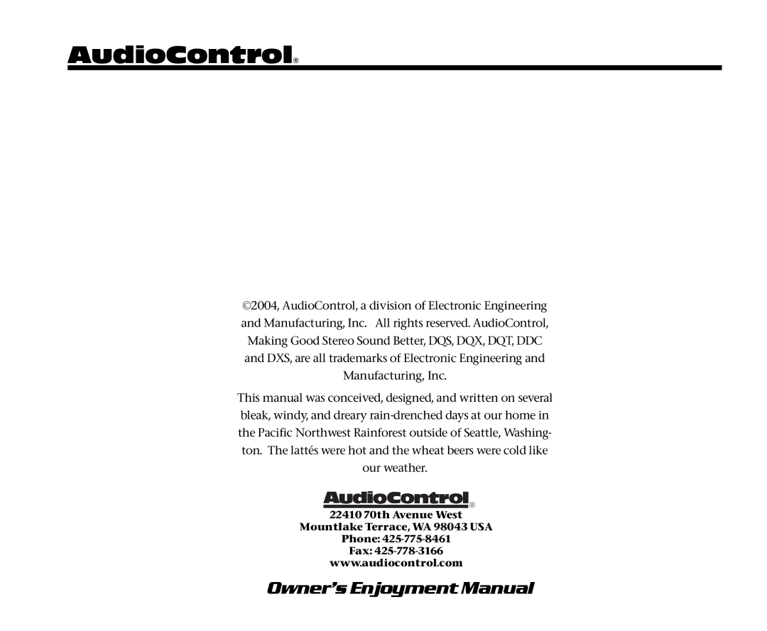 AudioControl DQS manual AudioControl 