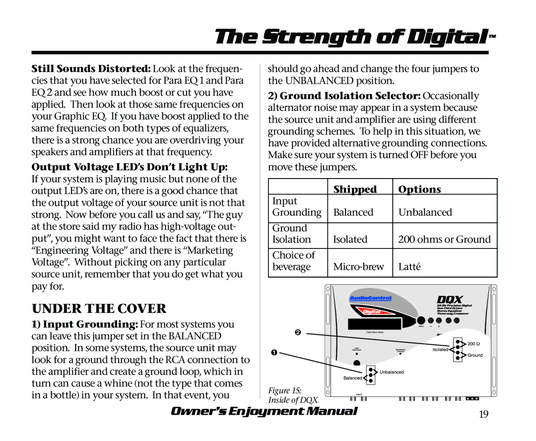 AudioControl DQX manual Under the Cover 