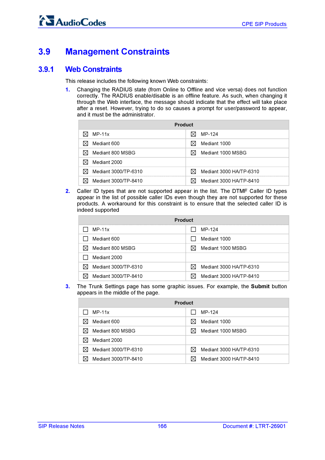 AudioControl VERSION 6.2 manual Management Constraints, Web Constraints 