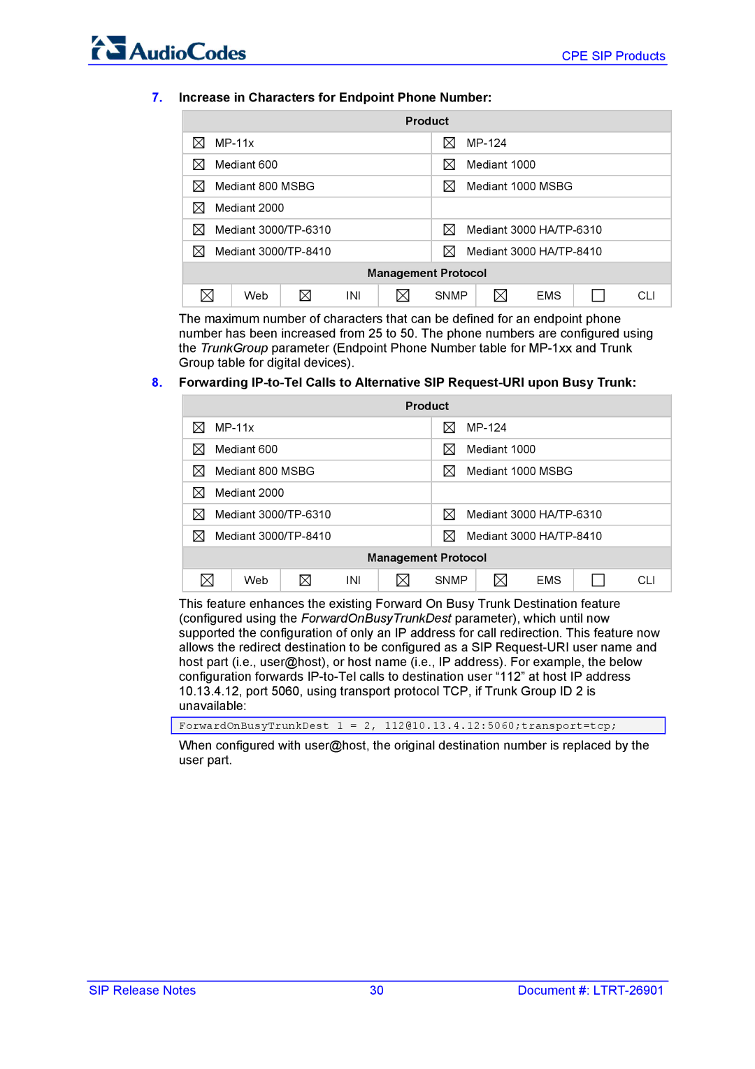 AudioControl VERSION 6.2 manual Increase in Characters for Endpoint Phone Number 