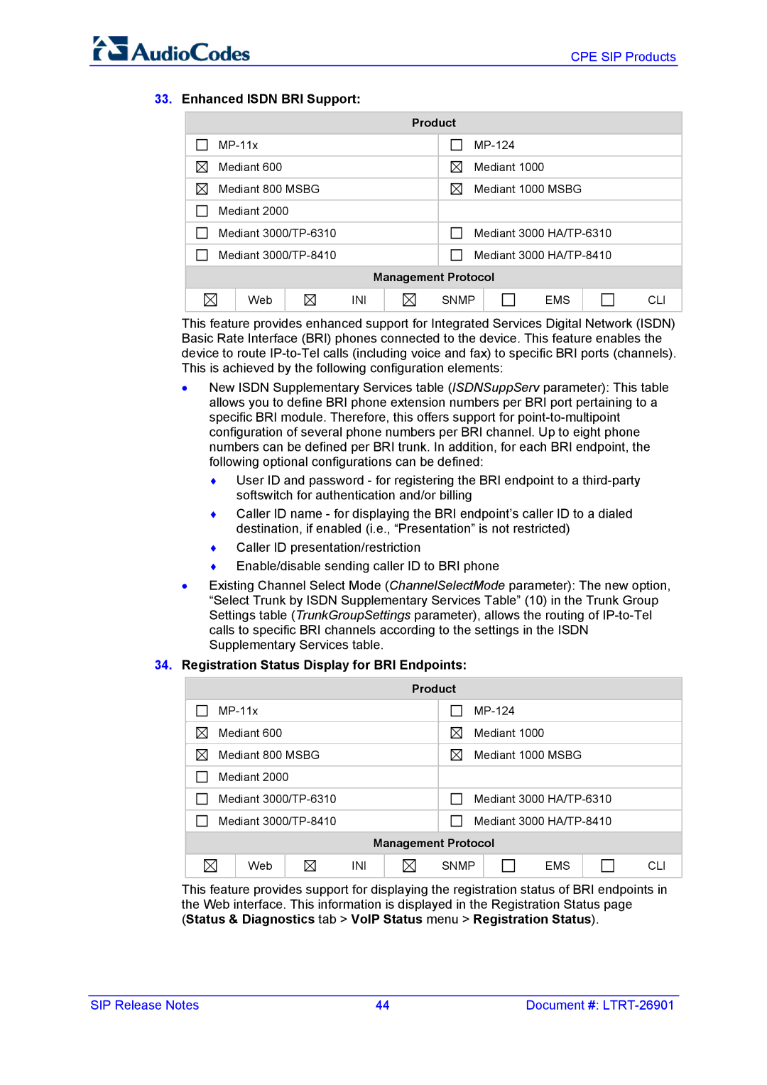 AudioControl VERSION 6.2 manual Enhanced Isdn BRI Support, Registration Status Display for BRI Endpoints 