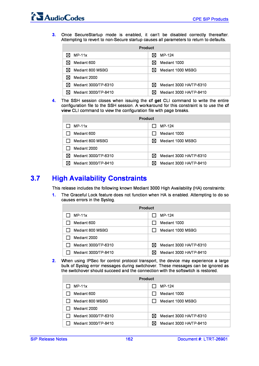 AudioControl VERSION 6.2 manual High Availability Constraints 